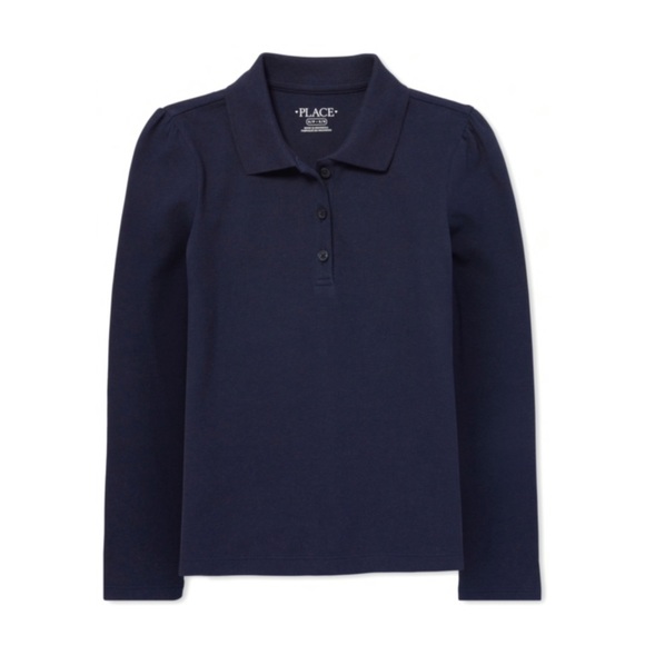 The Children's Place Other - NWT Girls Dark Blue Long Sleeve Polo Shirt M 7/8